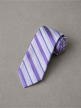 George Purple & Silver Striped Classic Necktie
